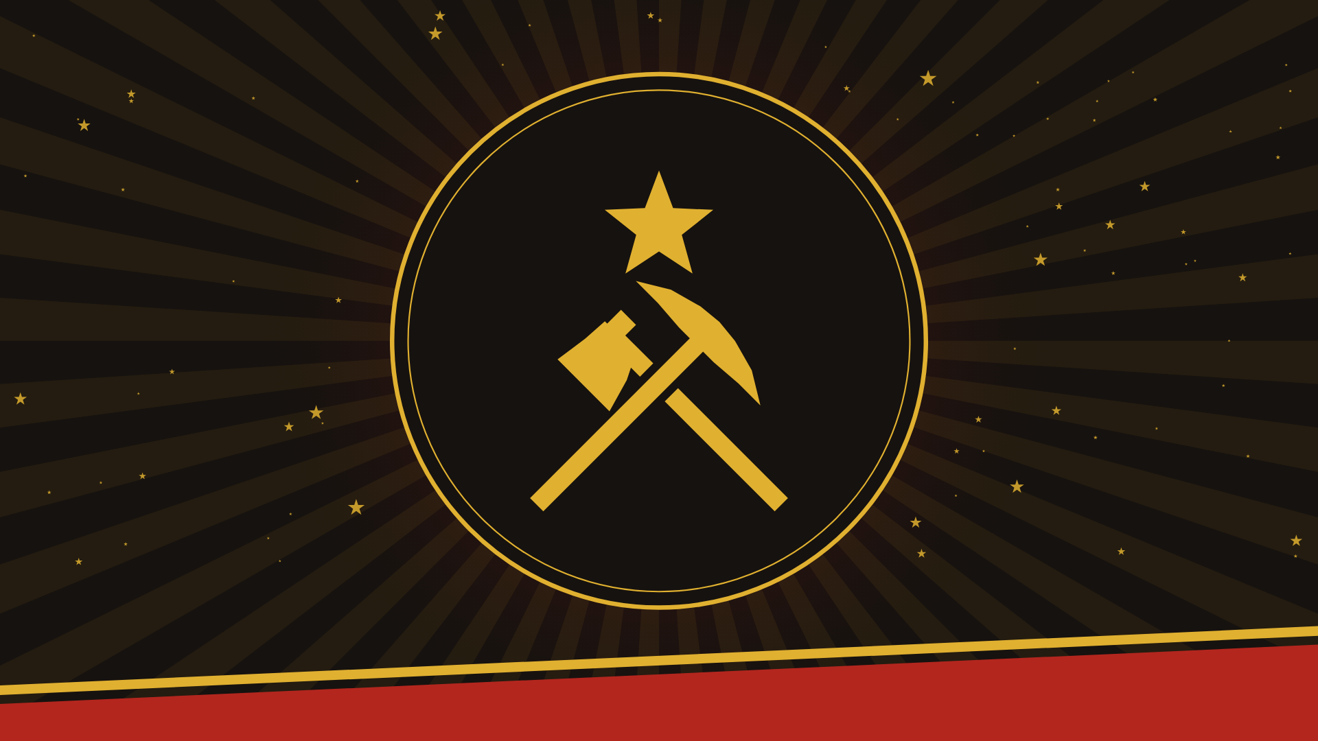 Night: Gold on black: the emblem in a ring of fine rays among small stars, a red band below.