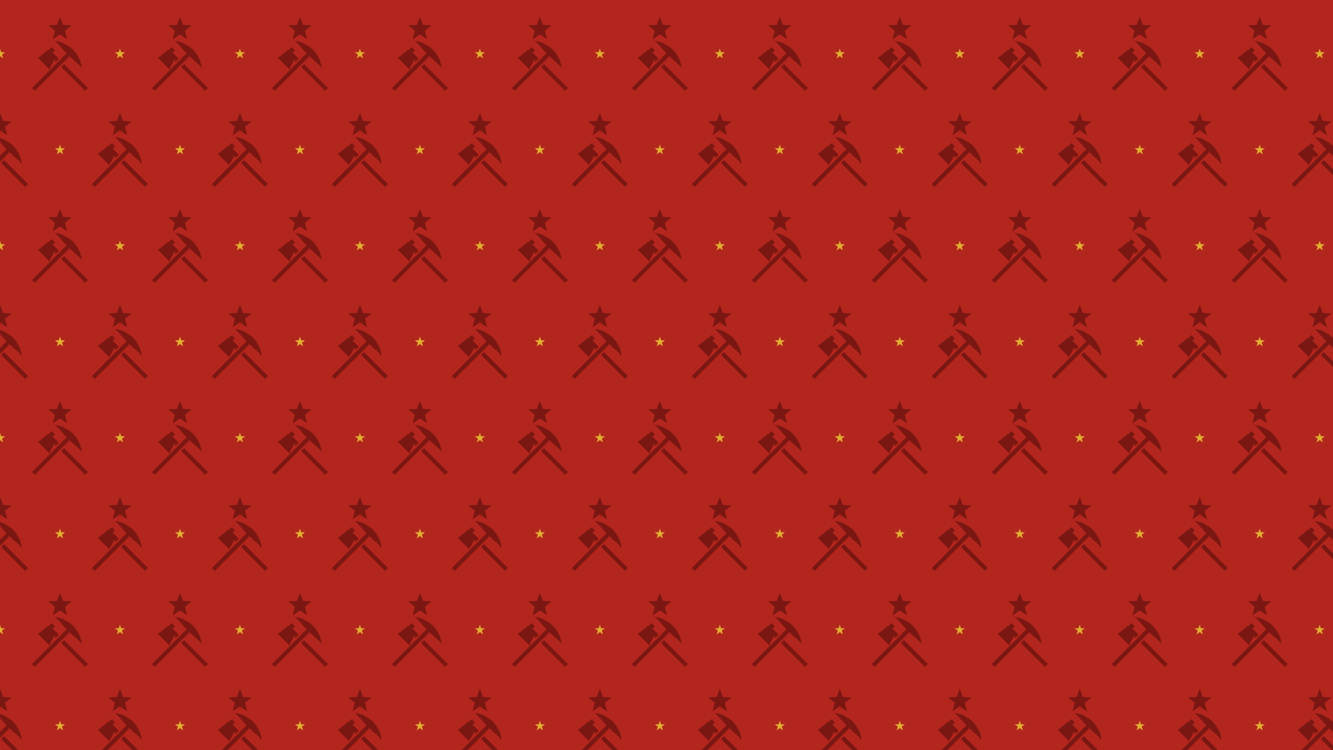 Pattern: The emblem repeated red on red, with gold stars between.