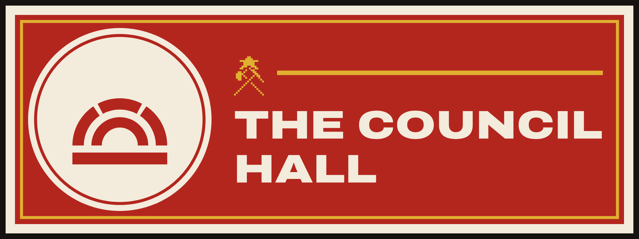 The sign of The Council Hall: THE COUNCIL / HALL.