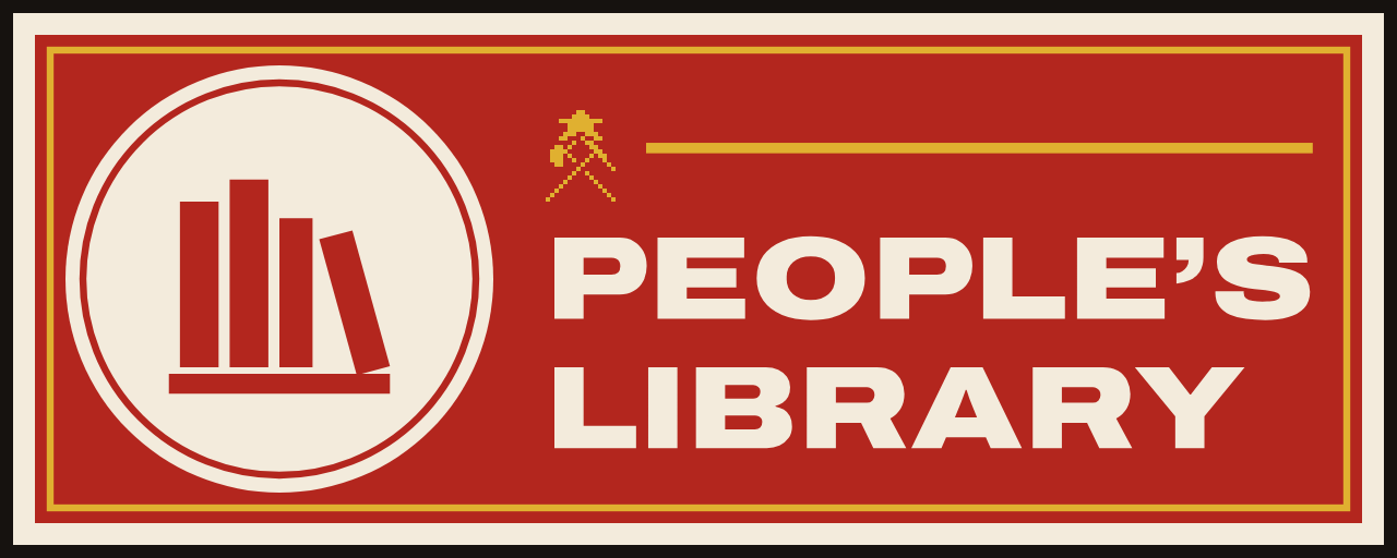 The sign of The People’s Library: PEOPLE’S / LIBRARY.