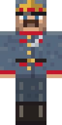 Bailiff of the Court, from the front: The militia uniform in grey-blue, piped in red, with a silver whistle, a black belt, and a peaked cap with a red band and a gold star.
