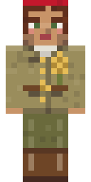 Professor of Agronomy, from the front: An agronomist in a khaki field jacket with a golden ear of wheat, a red headscarf and field boots.