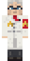 Director of Research, from the front: The white-haired director in a lab coat with pens in the pocket, a gold star, and the red armband with the hammer and sickle.